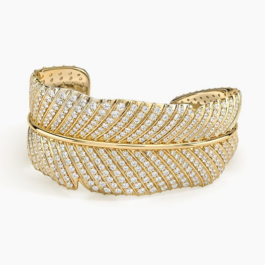 12.50CTW 6 inch Pave Leaf Lab Grown Diamond Cuff Bracelet