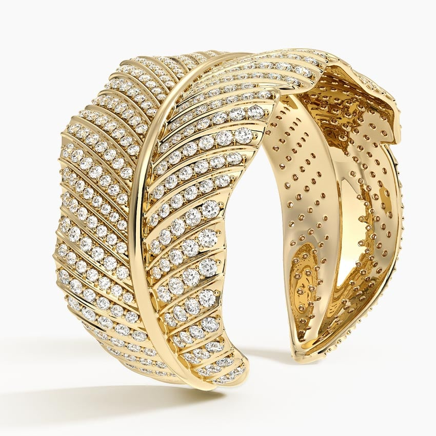 12.50CTW 6 inch Pave Leaf Lab Grown Diamond Cuff Bracelet