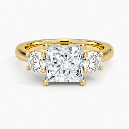 11/2CT Princess Lab Grown Diamond Gold Three Stone Ring