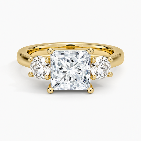 11/2CT Princess Lab Grown Diamond Gold Three Stone Ring