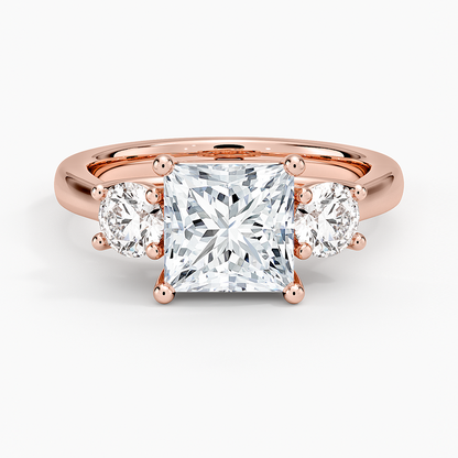 11/2CT Princess Lab Grown Diamond Gold Three Stone Ring