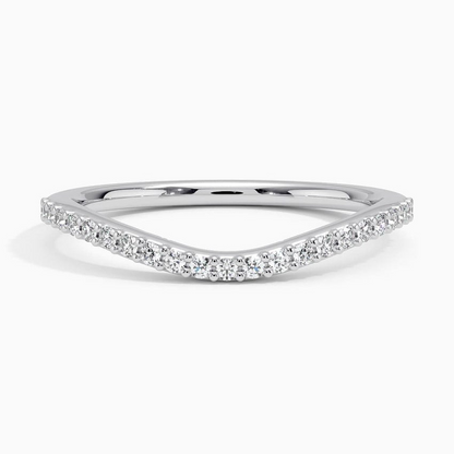 0.17 CTW Curved 18k White Gold Lab Grown Diamond Band
