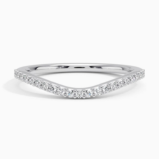 0.17 CTW Curved 18k White Gold Lab Grown Diamond Band
