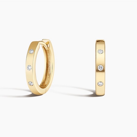 1/8 CTW Flush Set Lab Grow Diamond Huggie Earrings