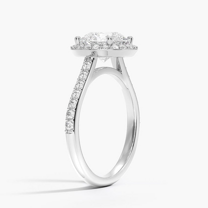 2CT Round Lab Grown Diamond Gold Halo Engagement Ring
