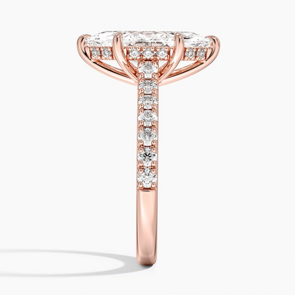 21/2 Ct Marquise Lab Grown Diamond Gold Half Coverage Ring