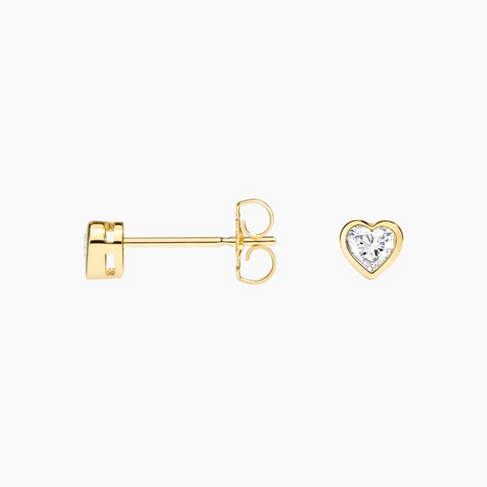 1/4 CTW Heart Shaped Lab Grown Diamond Bezel Stud Earrings