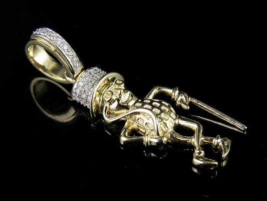 Unique 10K Gold Lab Grown Diamond Mr Peanut Pendant