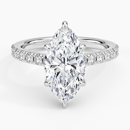 21/2 Ct Marquise Lab Grown Diamond Gold Half Coverage Ring