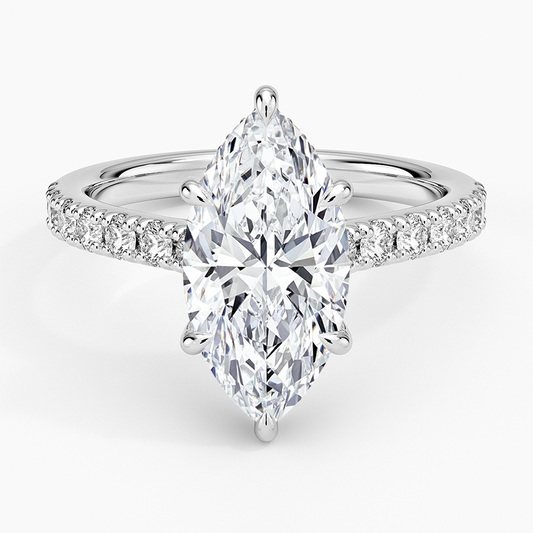 21/2 Ct Marquise Lab Grown Diamond Gold Half Coverage Ring