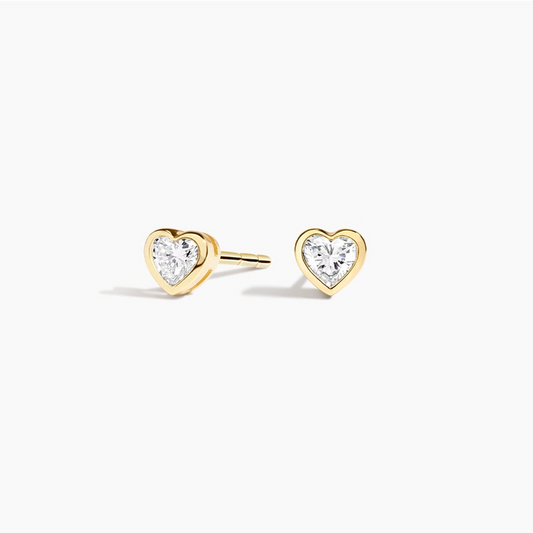 1/4 CTW Heart Shaped Lab Grown Diamond Bezel Stud Earrings