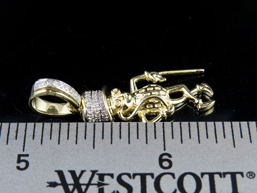 Unique 10K Gold Lab Grown Diamond Mr Peanut Pendant
