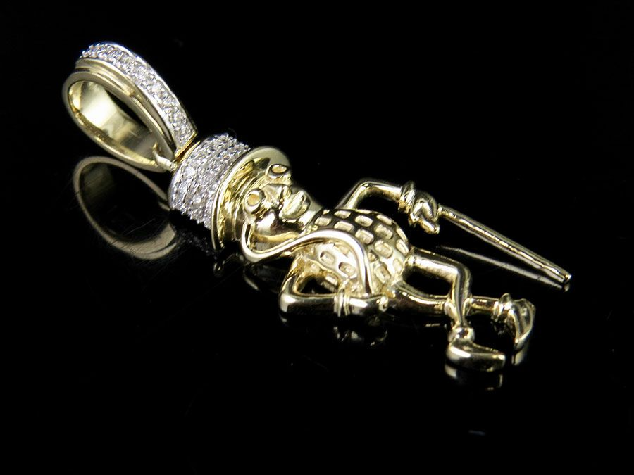 Unique 10K Gold Lab Grown Diamond Mr Peanut Pendant