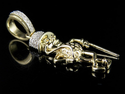 Unique 10K Gold Lab Grown Diamond Mr Peanut Pendant