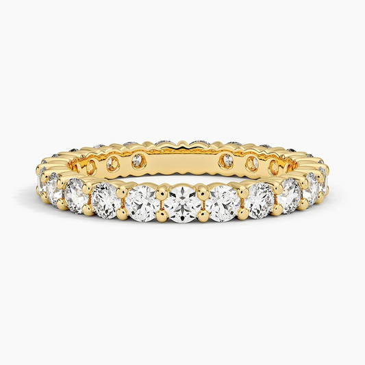 Round Lab Grown Diamond 18k Solid Gold Stack Wedding Band