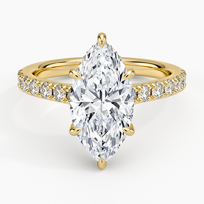 21/2 Ct Marquise Lab Grown Diamond Gold Half Coverage Ring