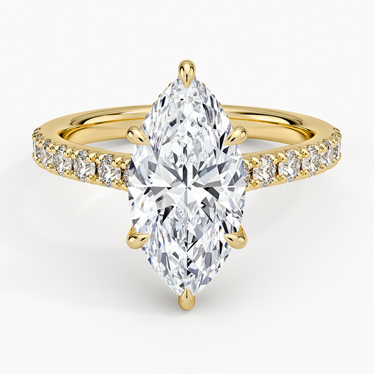 21/2 Ct Marquise Lab Grown Diamond Gold Half Coverage Ring