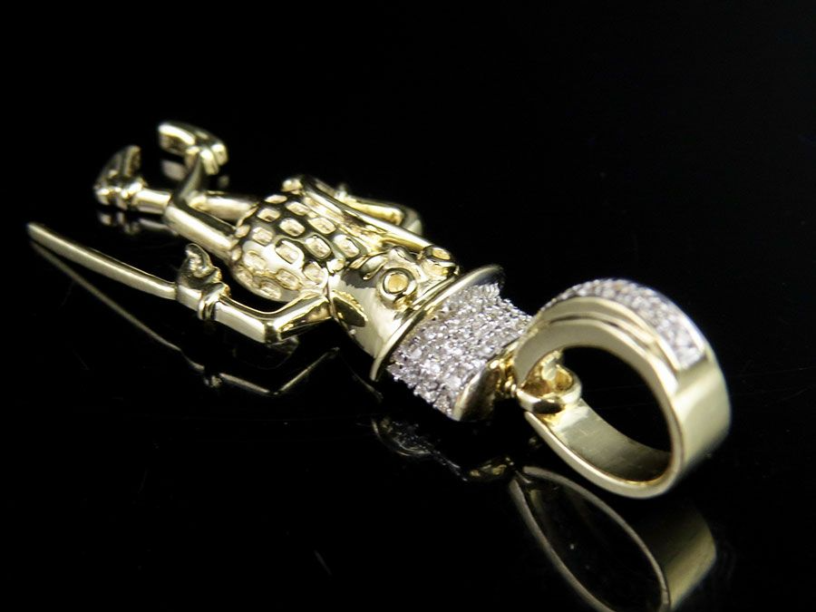 Unique 10K Gold Lab Grown Diamond Mr Peanut Pendant