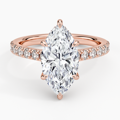 21/2 Ct Marquise Lab Grown Diamond Gold Half Coverage Ring