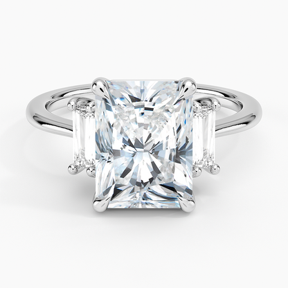 3CT Radiant Lab Grown Diamond Three Stone Gold Ring