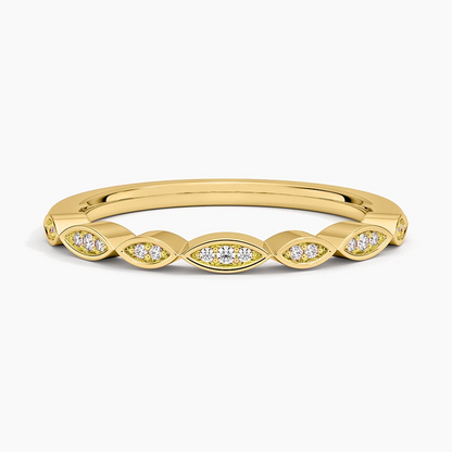0.05 CTW Petal Milgrain Lab Grown Diamond Half Eternity Bands