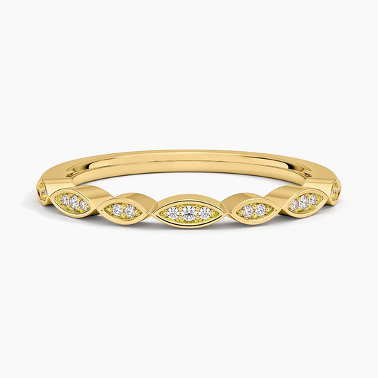 0.05 CTW Petal Milgrain Lab Grown Diamond Half Eternity Bands