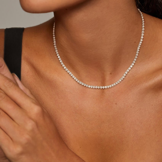 10 CTW 16 in. Perfect Three-Prong Diamond Tennis Necklace