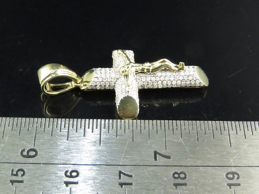 10K Yellow Gold Lab Grown Diamond 3D Crucifix Cross Pendant