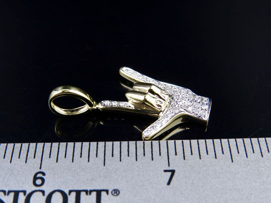 1.3" Lab Grown Diamond 10K Gold Custom Hand Pendant