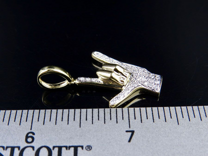 1.3" Lab Grown Diamond 10K Gold Custom Hand Pendant