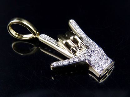 1.3" Lab Grown Diamond 10K Gold Custom Hand Pendant