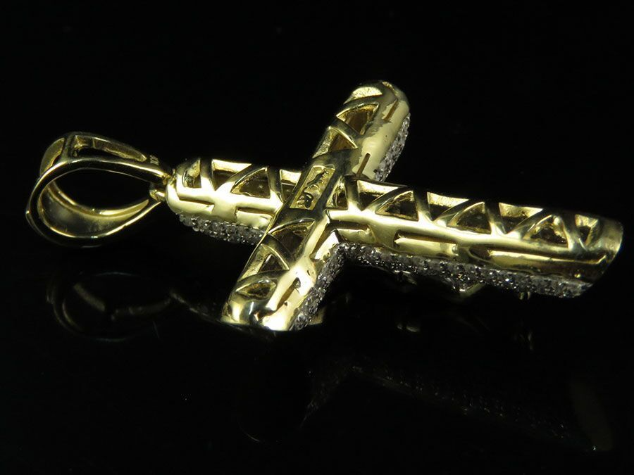 10K Yellow Gold Lab Grown Diamond 3D Crucifix Cross Pendant