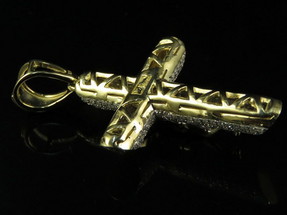 10K Yellow Gold Lab Grown Diamond 3D Crucifix Cross Pendant