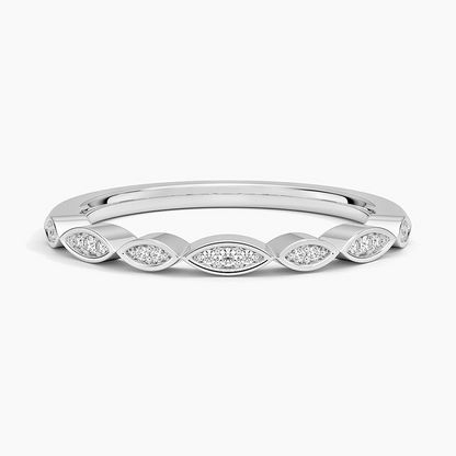 0.05 CTW Petal Milgrain Lab Grown Diamond Half Eternity Bands