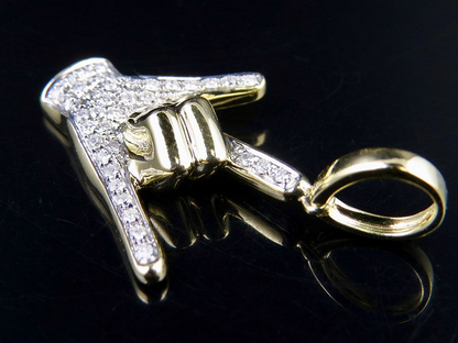 1.3" Lab Grown Diamond 10K Gold Custom Hand Pendant