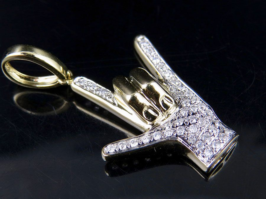 1.3" Lab Grown Diamond 10K Gold Custom Hand Pendant