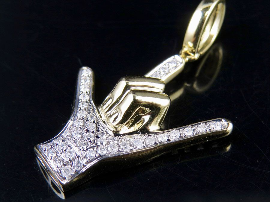1.3" Lab Grown Diamond 10K Gold Custom Hand Pendant