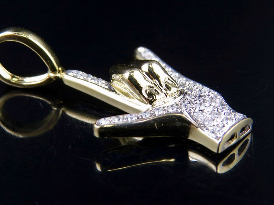 1.3" Lab Grown Diamond 10K Gold Custom Hand Pendant