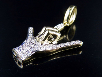 1.3" Lab Grown Diamond 10K Gold Custom Hand Pendant