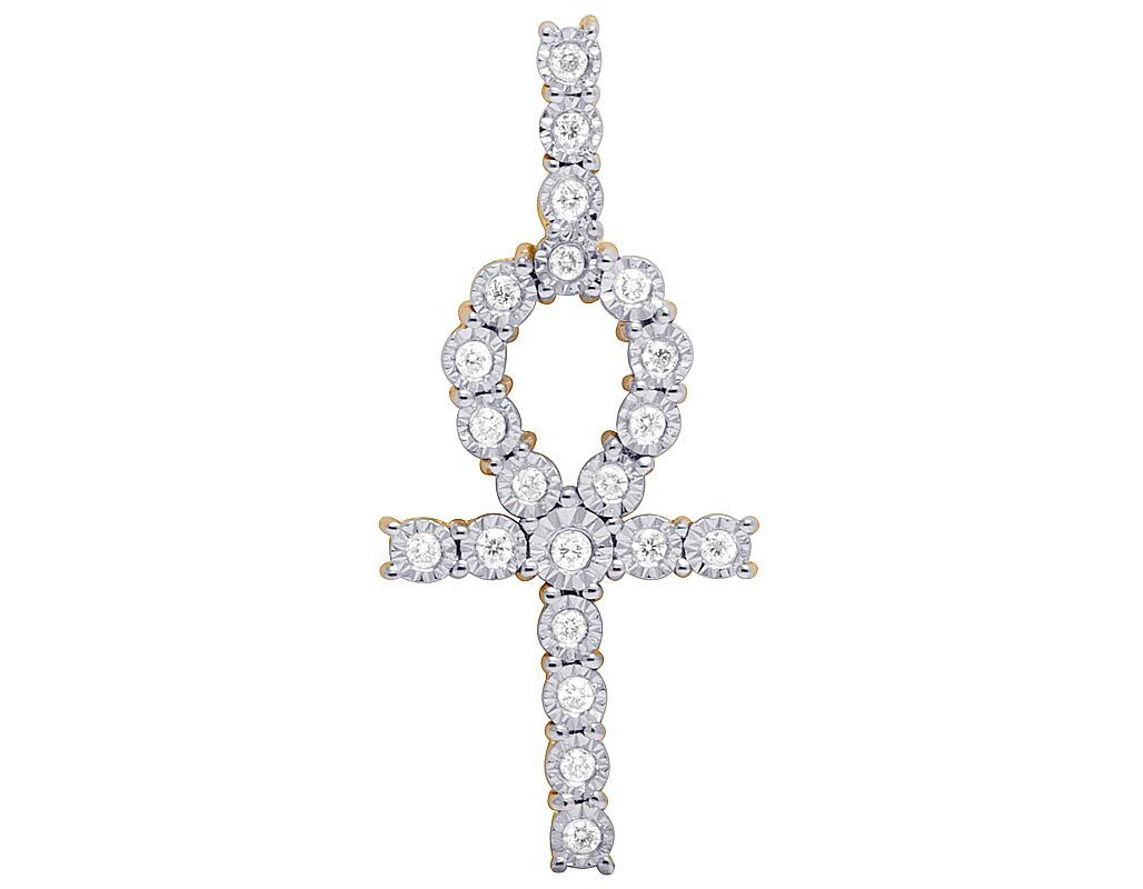 1.5 Inch Lab Grown Diamond Miracle Set Ankh Cross Pendant