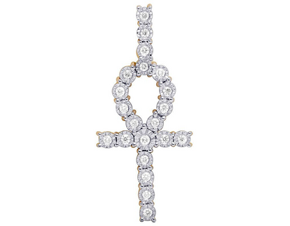 1.5 Inch Lab Grown Diamond Miracle Set Ankh Cross Pendant