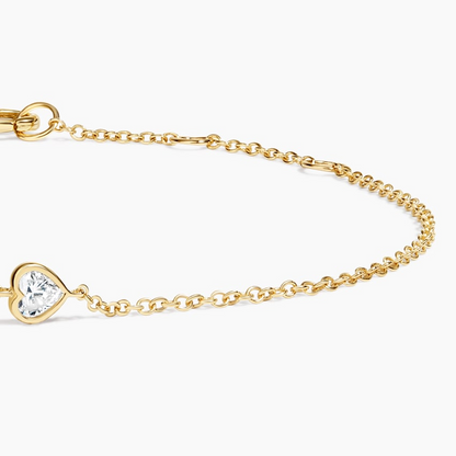 1/8CTW 7 inch Heart Lab Grown Diamond Bezel Bracelet
