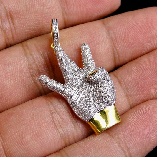 10K Gold Lab Grown Diamond West Side Hand Pendant
