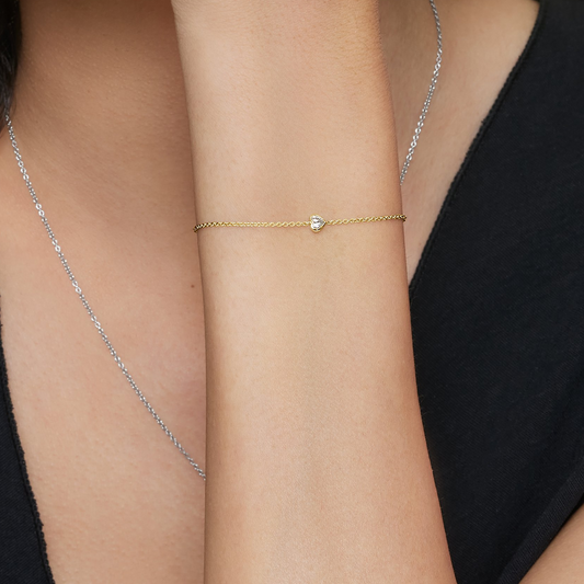 1/8CTW 7 inch Heart Lab Grown Diamond Bezel Bracelet