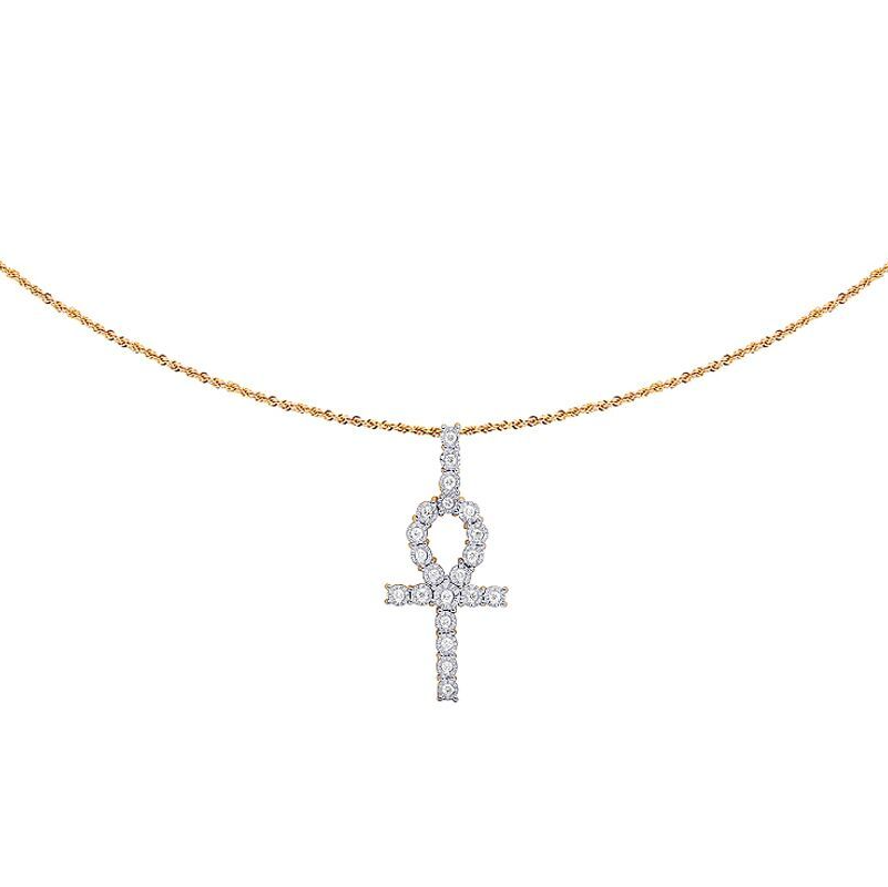 1.5 Inch Lab Grown Diamond Miracle Set Ankh Cross Pendant