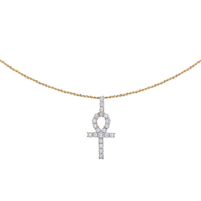 1.5 Inch Lab Grown Diamond Miracle Set Ankh Cross Pendant