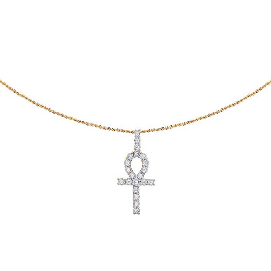 1.5 Inch Lab Grown Diamond Miracle Set Ankh Cross Pendant