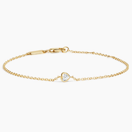 1/8CTW 7 inch Heart Lab Grown Diamond Bezel Bracelet