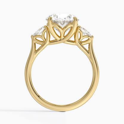 4Ct Oval Lab Grown Diamond Gold Three Stone Pear Diamond Ring