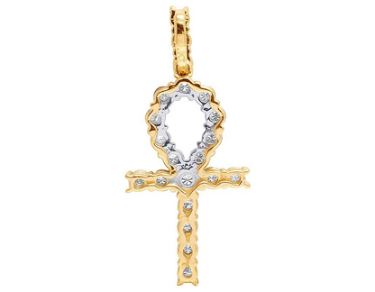 1.5 Inch Lab Grown Diamond Miracle Set Ankh Cross Pendant